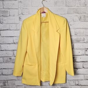 Vintage Tanjay Yellow Blazer Oversized 90s Power Jacket Size 14